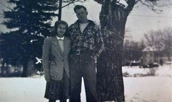 Mom and Dad in the snow